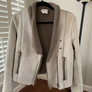 HELMUT LANG WEATHERED LEATHER SHEARLING MOTO M